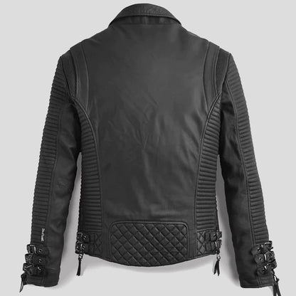 Black Leather Motorcycle Jacket For Men