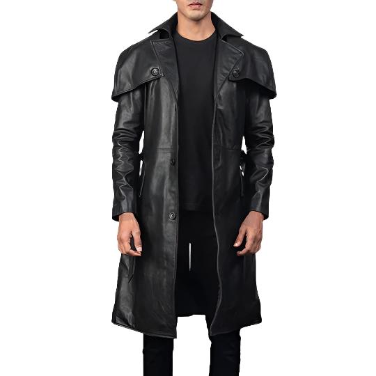 Black Leather Trench Coat