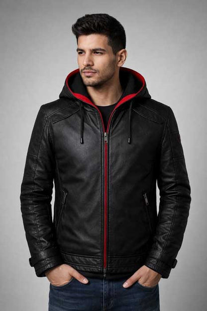 Black and Red Jason Todd Red Hood Leather Jacket