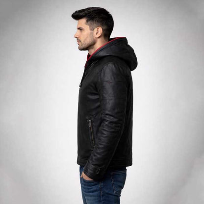 Black and Red Jason Todd Red Hood Leather Jacket