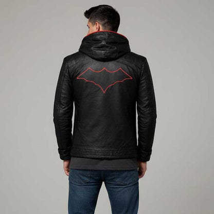 Black and Red Jason Todd Red Hood Leather Jacket