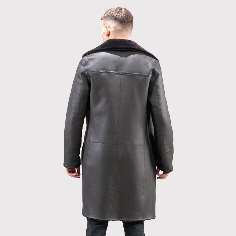 Black Sheepskin Coat for Men
