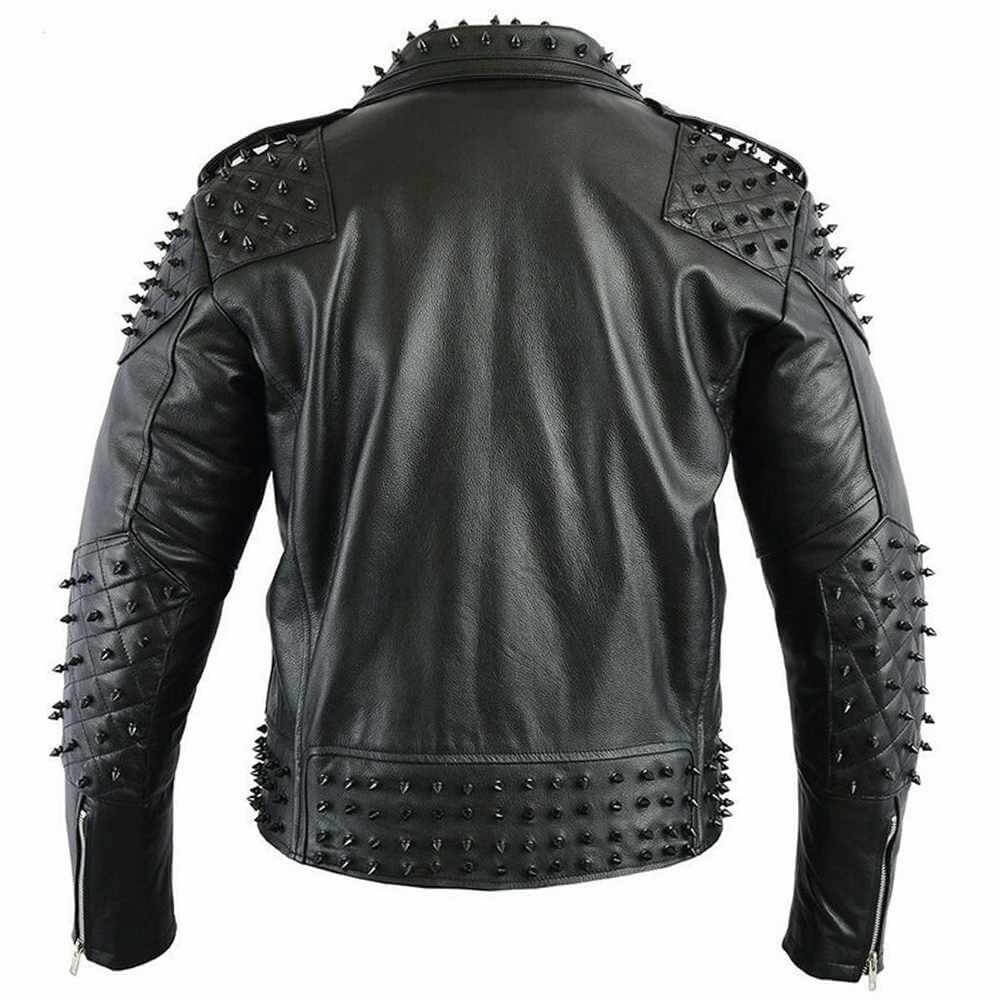 black studded leather jacket for men