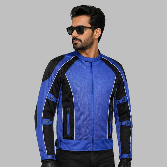 Blue Summer Joy Mesh Motorcycle Jacket