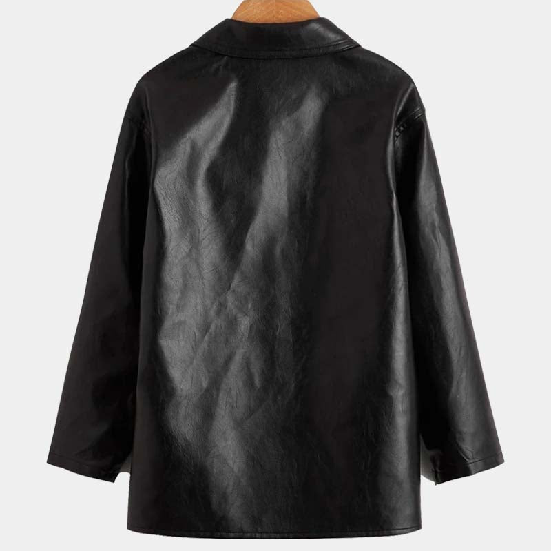 Toddler Boy Black Real Lambskin Leather Coat With Front Pocket Style And Satin Lining