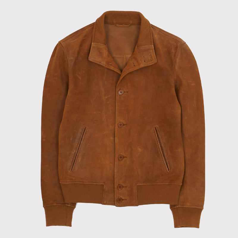 Brown Cowboy Style Harrington Leather Jacket