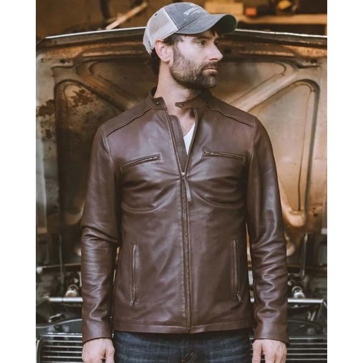 Brown Leather Moto Jacket
