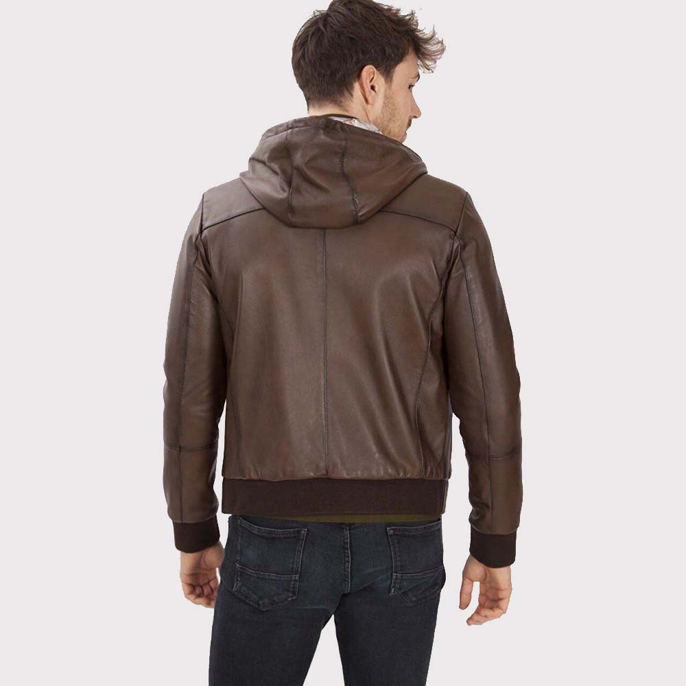 Men's Hooded Leather Jacket