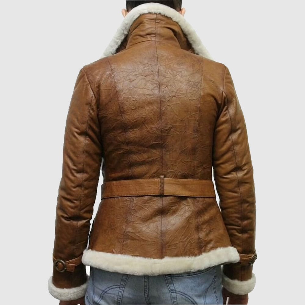 Brown Pilot Aviator Shearling Leather Jacket