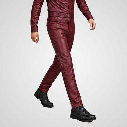 Jim Morrison inspired burgundy leather pants