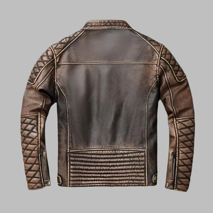 Buy Best Men's Leather Cafe Racer Vintage Biker Jacket