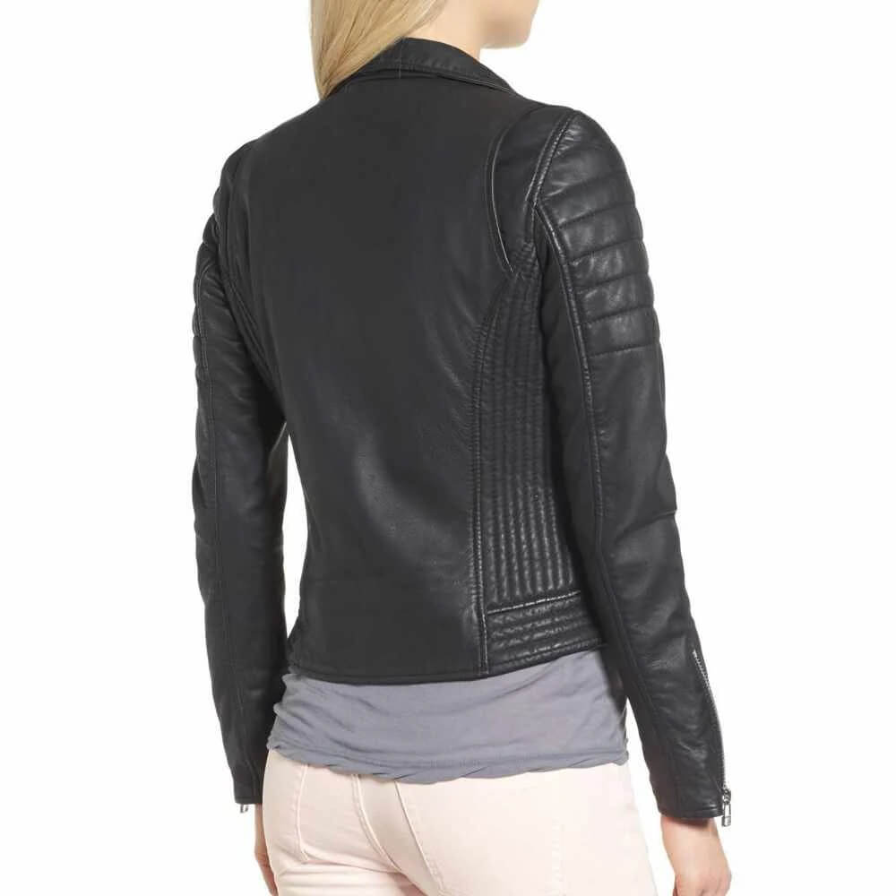 buy best womens slim fit black motorcycle jacket