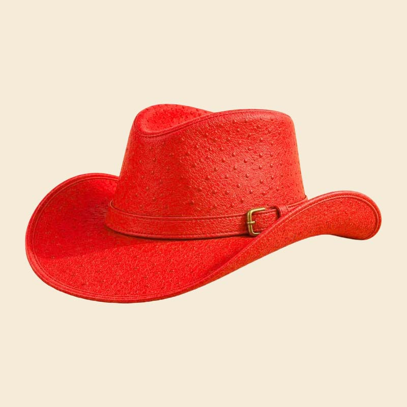 Buy women ostrich embossed leather cowboy hat online in red by Jackets Kingdom