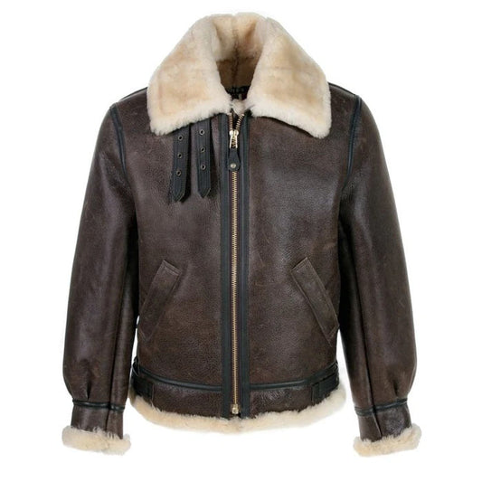 Classic B-3 Sheepskin Leather Bomber Jacket - B3 Jacket