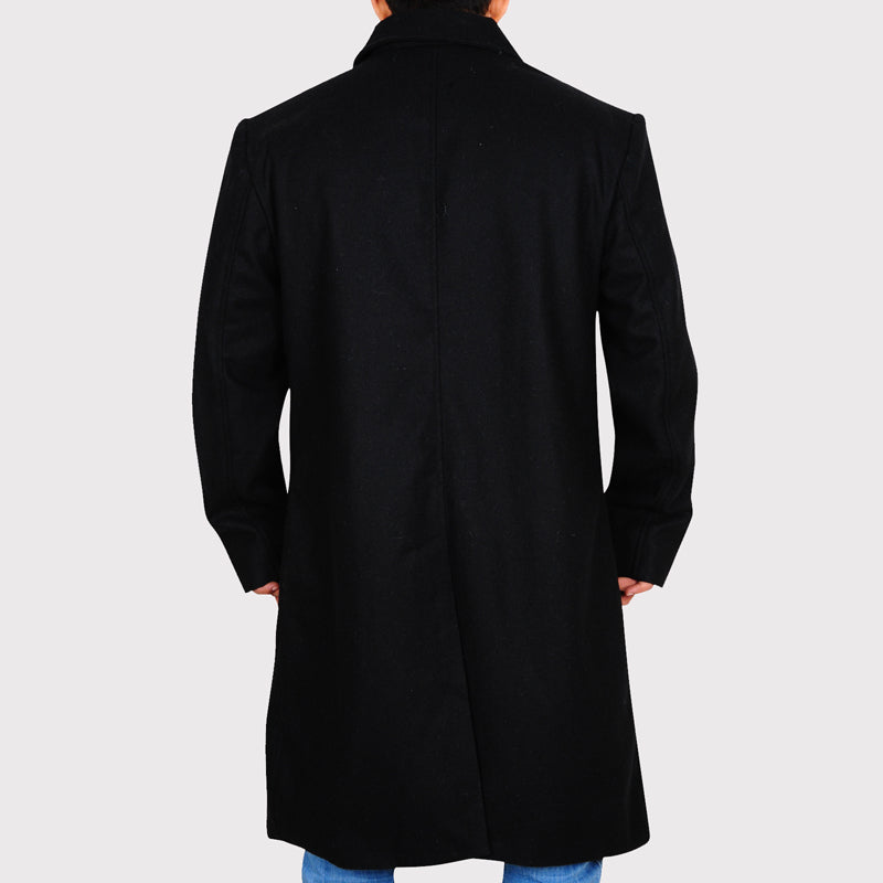 Classic Black Wool Trench Coat