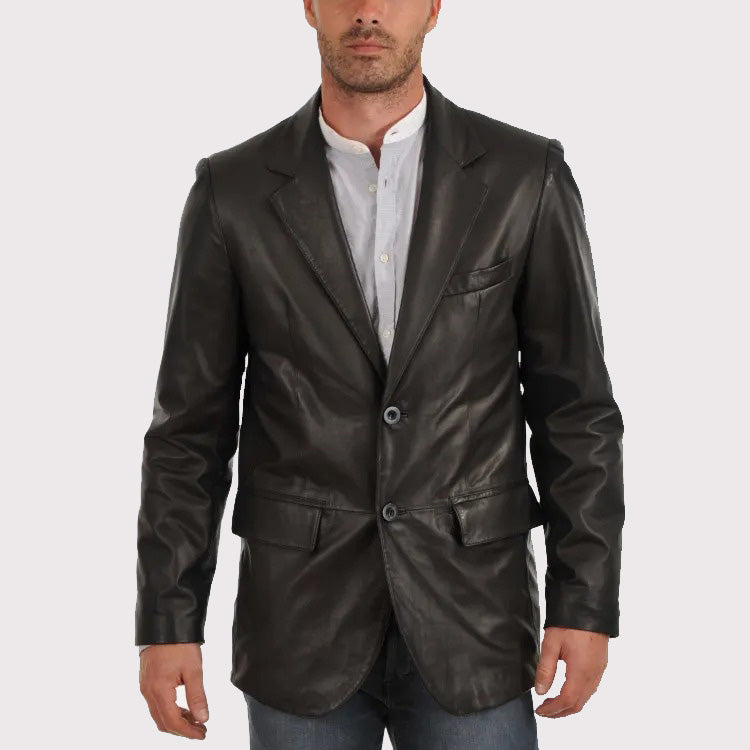 Classic Casual Leather Blazer Coat