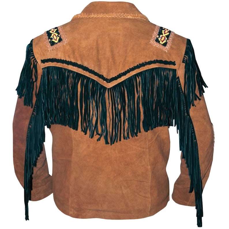 Cowboy Western Fringed Leather Jacket - Brown Jacket