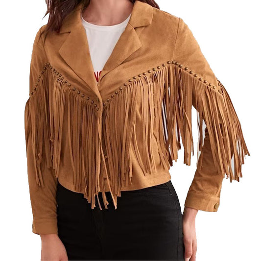 Cowgirl Western Native Suede Leather Fringe Jacket