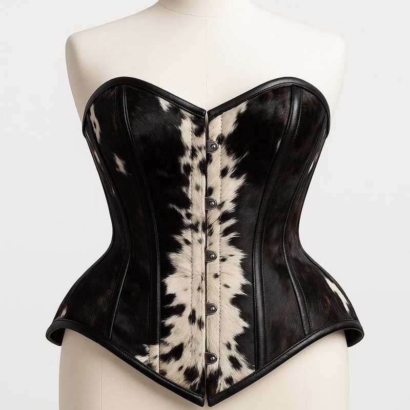 Handmade Cowhide Leather Steel Boned Corset