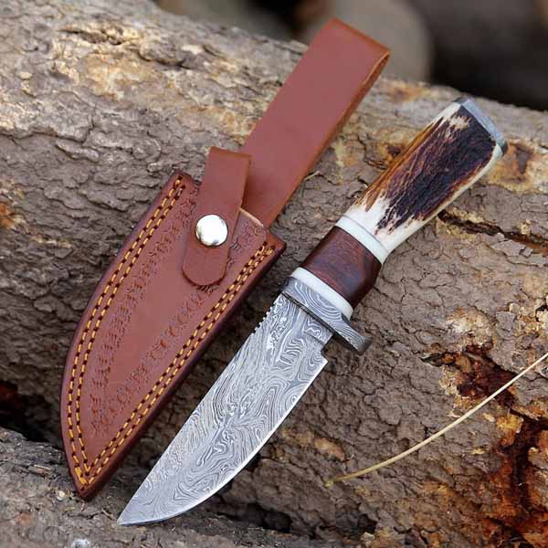 Custom Hand-Forged Damascus Steel Folding Camping Tool by Jackets Kingdom