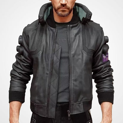 Level Up Your Look with the Cyberpunk Samurai Bomber Leather Jacket