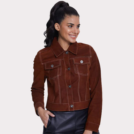 Dark Tan Women's Western Leather Jacket