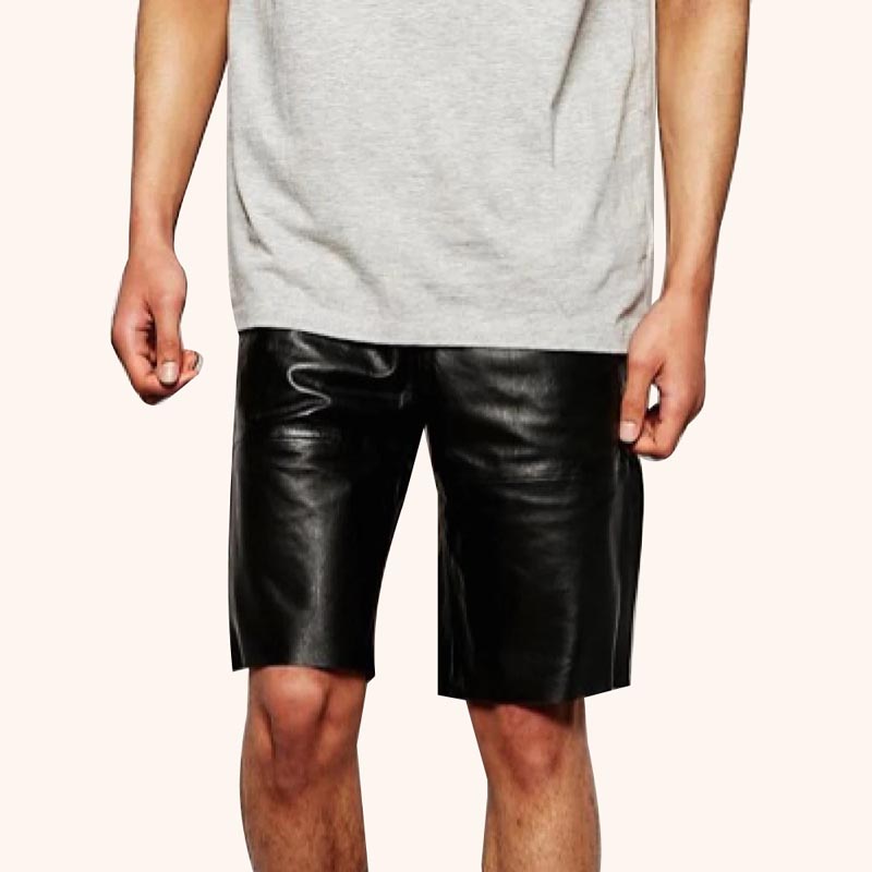 Designer Black Leather Shorts for Men - Jackets Kingdom