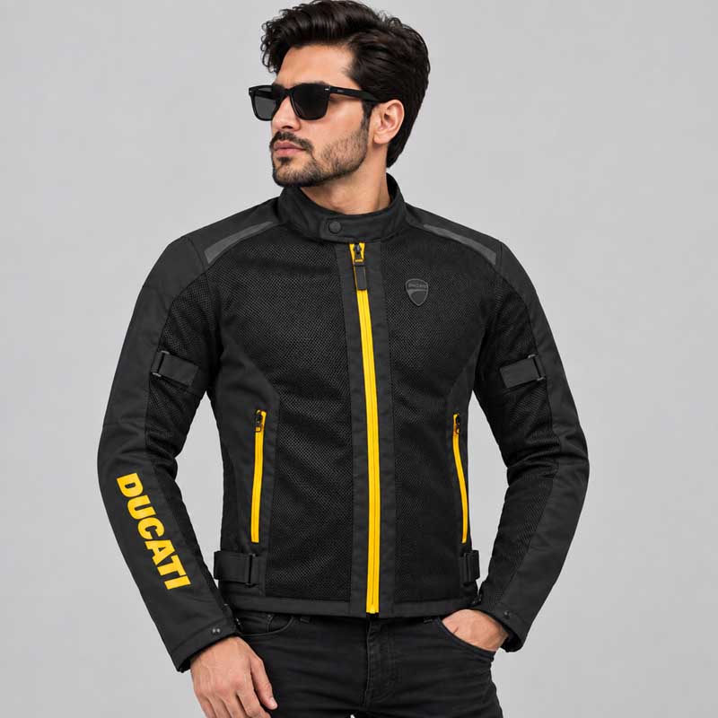 Ducati Cordura mesh motorcycle jacket with CE armor for men