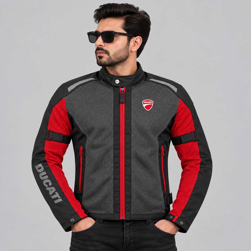 Ducati Corse mesh motorcycle jacket for men with CE armor