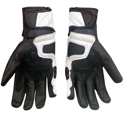 Ducati Corse style hard knuckle leather motorcycle gloves in red white and black colorway by Jackets Kingdom