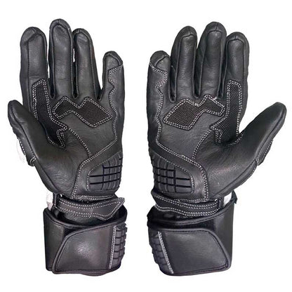 Ducati MotoGP leather racing gloves with carbon fiber knuckle protection by Jackets Kingdom