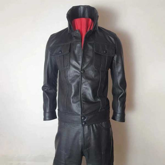 Mens Elvis Presley Comeback Special Black Leather Suit