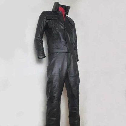 Mens Elvis Presley Comeback Special Black Leather Suit