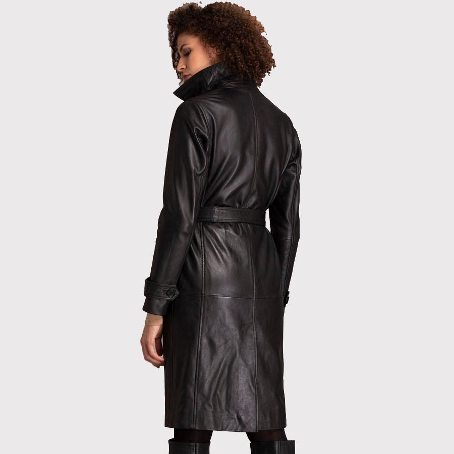 Black Leather Coat for Women