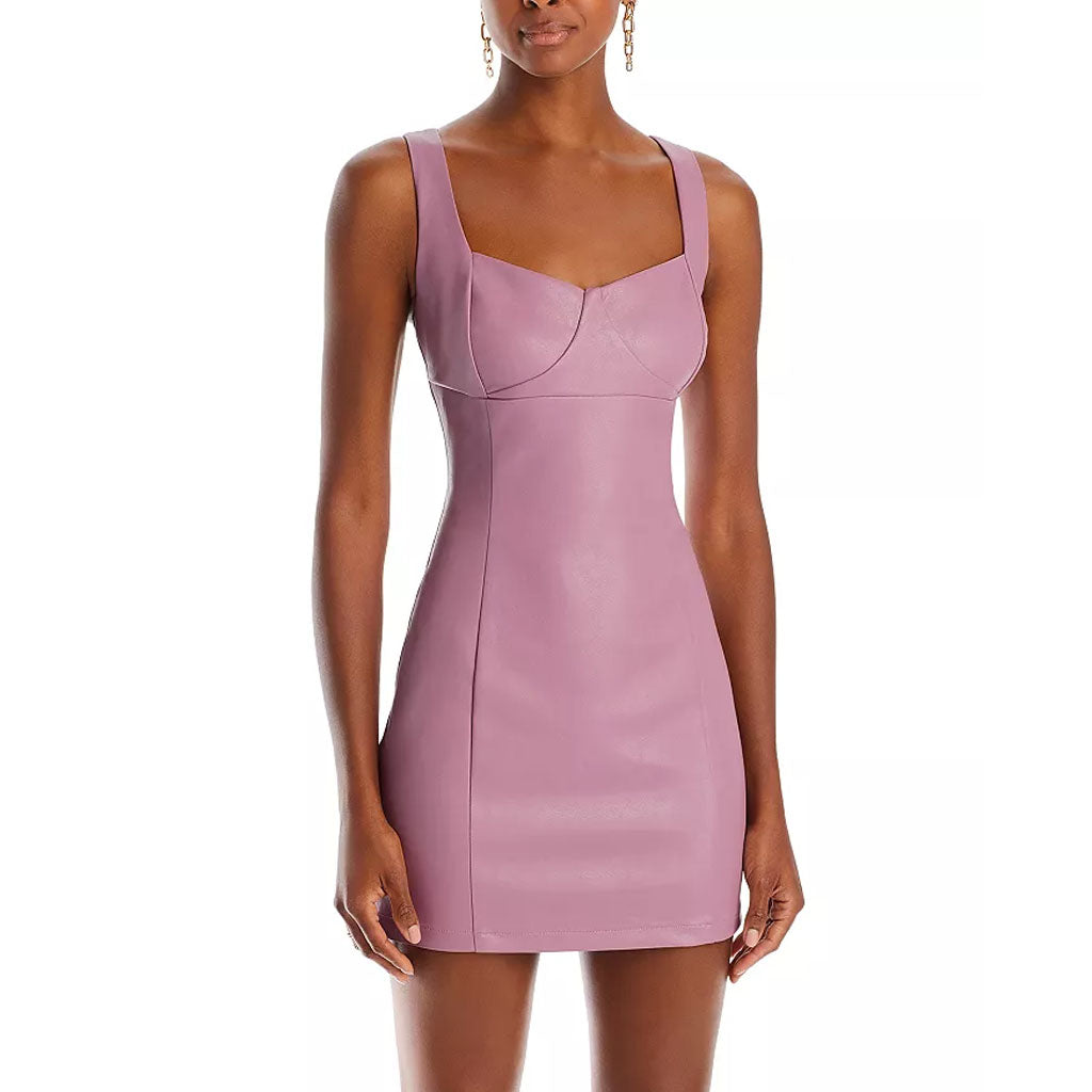 Pink Women's Mini Leather Dress - Fall 2023 Edition