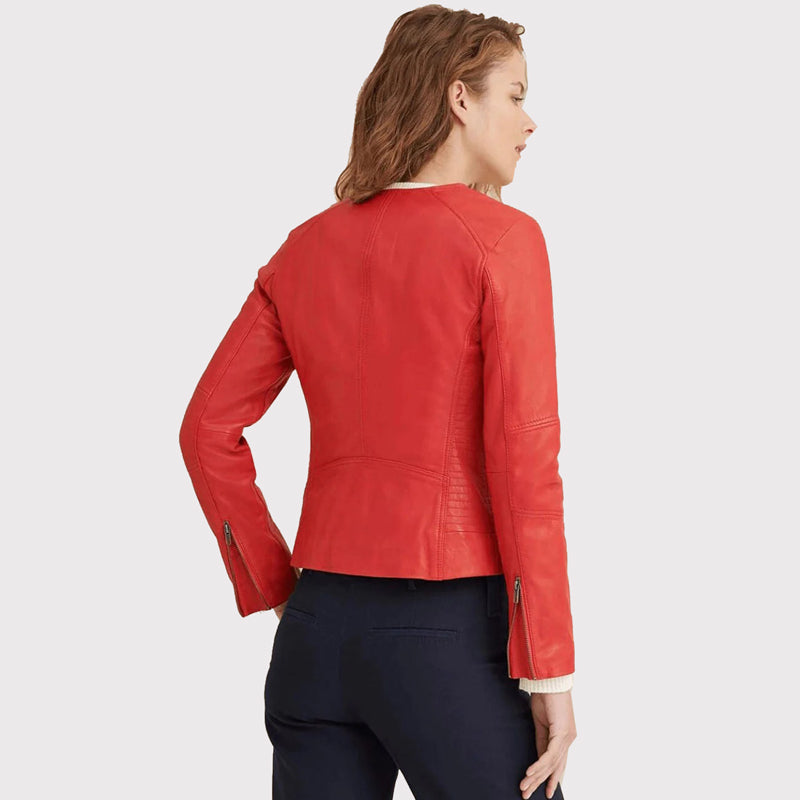 fashion forward red jacket women