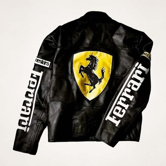 Ferrari Black Racing Leather Jacket