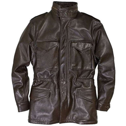 Field M-65 Leather Jacket - Dark Brown