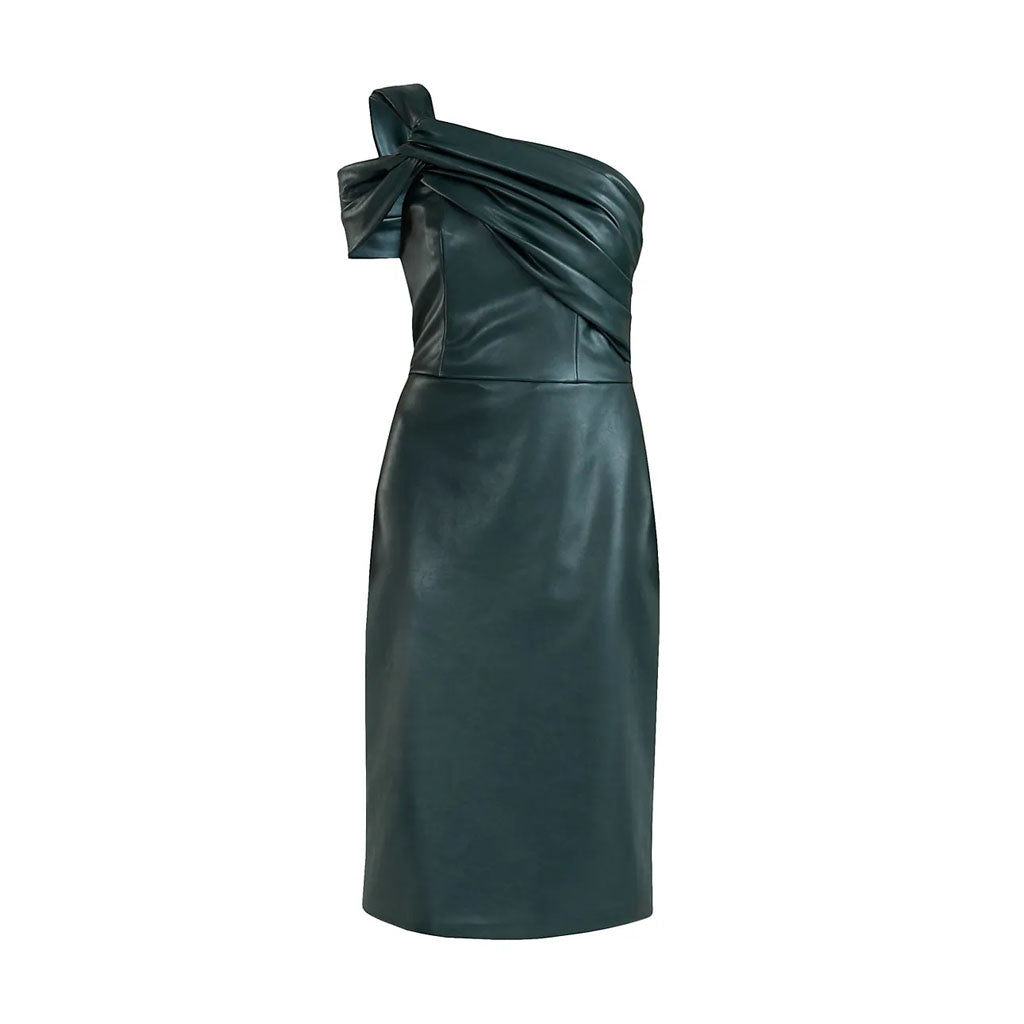 Forest Green Women's Leather Cocktail Dress