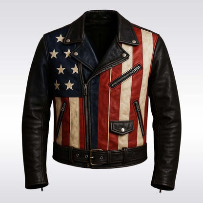 Freedom Rider USA Flag Leather Jacket - Unisex Biker Jacket