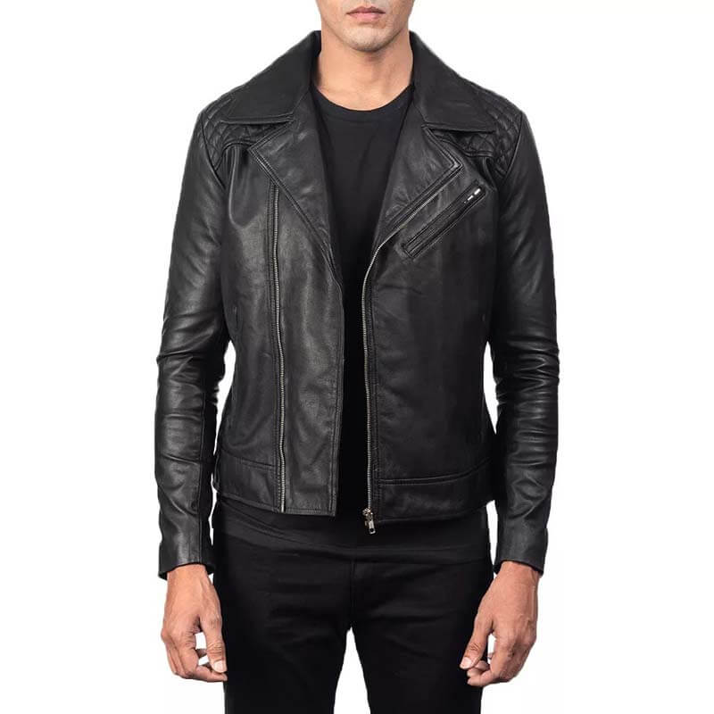 Genuine Black Leather Biker Jacket