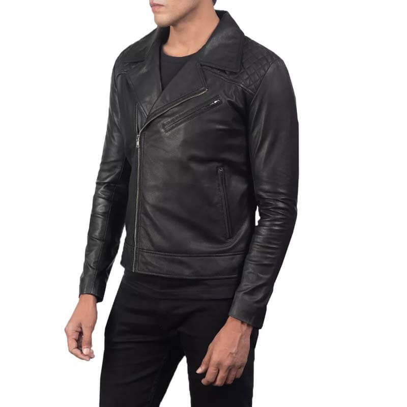 Genuine Black Leather Biker Jacket