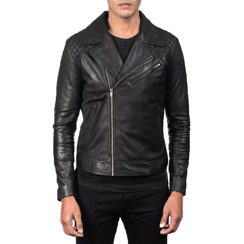 Men's Genuine Black Real Leather Biker Jacket