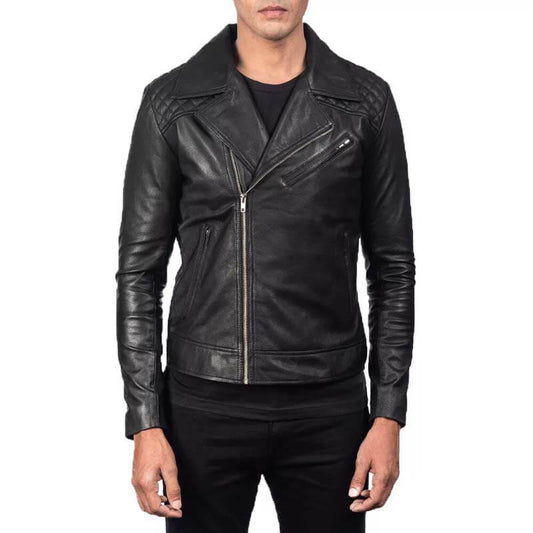 Men's Genuine Black Real Leather Biker Jacket