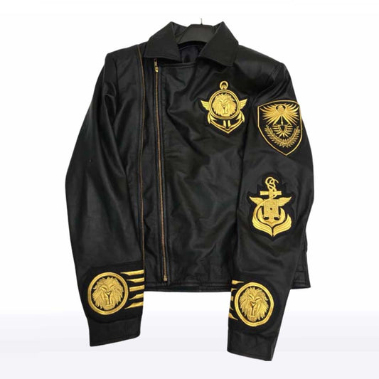 Golden Black Lion Brando Leather Motorcycle Jacket