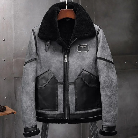 Gray B3 Shearling Jacket - Sheepskin Coat