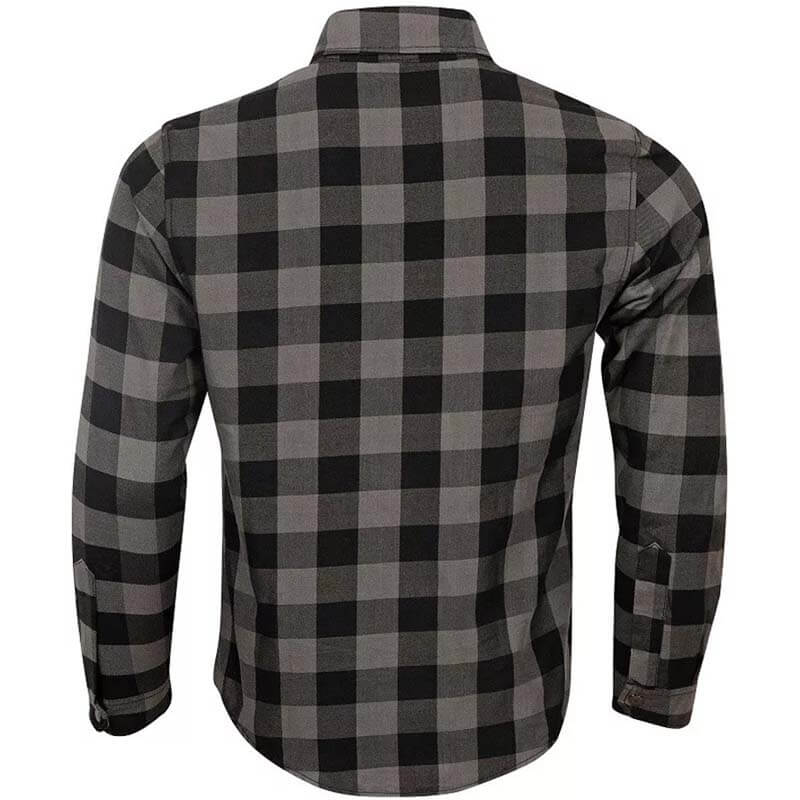 Men's Gray Kevlar® Lined CE Armored Motorcycle Flannel Shirt