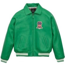 Green Avirex Bomber Leather Jacket