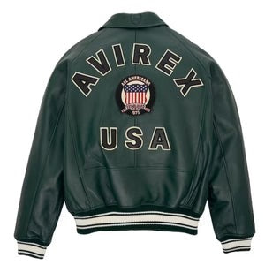 Green Bomber Flight Leather Avirex Jacket