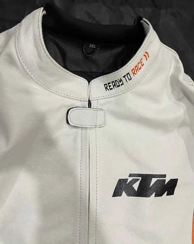 Custom KTM Racing Leather Jacket with Logo Patches and Adjustable Fit | Jackets Kingdom